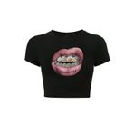 BRZ COLLECTION Kadın Timeless Art Crop T-shirt Siyah