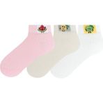 BRZ Collection Lastik Meyve Desenli Kız Çocuk Patik Çorabı 3'lü Set - 9 - 11 Yaş - Çok Renkli