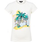 BRZ Collection Palmiye Baskılı Kız Çocuk T-Shirt - Ekru - 5 Yaş
