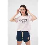 BRZ COLLECTION Pembe Renk Siyah Kırçıllı Kadın Kısa Kollu T-shirt