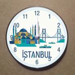 Bsb Istanbul Temalı Magnet Saat Buzdolabı Süsü Duvar Saati 10,5cm MS1034