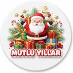 Bsb Noel Yılbaşı Yeni Yıl Telefon Laptop Notebook Tablet Defter Matara Stiker Etiket 18 cm ST2477