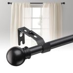 BsBsBest Pencereler için Perde Çubukları 28 ila 130 cm (5/8 inç) Mat Siyah Küçük Perde Çubukları Ayarlanabilir Kiracı Dostu Perde Çubuğu Yatak Odası Pencereleri için Perde Çubukları Braketli