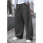 BSBSPOR Büyük Beden Baggy Bol Tarz Lastikli&düz Paça Eşofman Altı Erkek / Kadın Gri-Siyah-Füme Şardonlu - Koyu Gri - 3XL