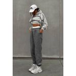 BSBSPOR Erkek Kadın Kışlık Şardonlu Jogger Eşofman Altı Ultra Bol Kalıp Paça Lastikli - XL - Koyu Gri