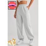 BSBSPOR Kışlık Bol Kalıp Kalın Eşofman Baggy Sweatpants Jogger Siyah-Gri - 2XL