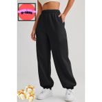 BSBSPOR Kışlık Bol Kalıp Kalın Eşofman Baggy Sweatpants Jogger Siyah-Gri - 6XL