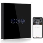 BSEED Smart ZigBee panjur şalteri, Smart Life/Tuya uygulaması ile uyumlu, Alexa ve Google Home ile çalışır, dokunmatik panelli akıllı jaluzi şalteri, siyah (Hub gereklidir)