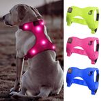 BSEEN Işıklı Köpek Koşum Takımı - Çekmesiz LED Köpek Koşum Takımı - Şarj Edilebilir LED Köpek Yeleği - Işıklı Köpek Yürüyüş Koşumu (Gül Kırmızısı, Orta)