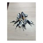 BSGSHOP BSG Design | Siyah Beyaz Jakar Desenli Kumaş Ayakkabı Bağcığı - Metal Uçlu