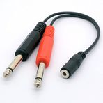 BSHTU 3,5 mm (Mini) 1/8" TRS Stereo Dişi 2 Çift 1/4" 6,35 mm Mono TS Erkek Y Dağıtıcı Kablo Ses Adaptörü Stereo Dönüştürücü Gitar Amfi (0,2 M)