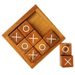 BSIRI Çocuklar ve Yetişkinler için Tic Tac Toe Sehpa Oturma Odası Dekoru ve Masa Dekoru Aile Oyunları Gece Klasik Masa Oyunları Aileler için Ahşap Rustik Boyut 10,7 cm