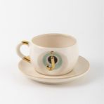 Bsk Ceramics Handmade Harfli Nazar Çay Fincanı Yeşil - J