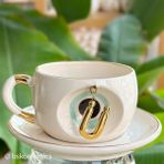 Bsk Ceramics Handmade Harfli Nazar Çay Fincanı Yeşil - Ü
