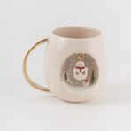 BSK Ceramics Handmade Kardanadam Kupa - 350 ml - Beyaz