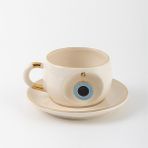 BSK Ceramics Handmade Nazar Çay Fincanı Mavi Seramik El Yapımı - 220 ml