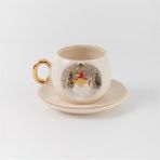BSK Ceramics Handmade Noel Baba Kahve Fincanı Seramik Çay Kahve Fincan Yılbaşı Hediyelik Kupa Kardan Adam Çam Ağacı - 150 ml - Beyaz