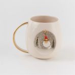 BSK Ceramics Handmade Noel Baba Kupa Seramik Çay Kahve Fincan Yılbaşı Hediyelik Kardan Adam Çam Ağacı - 350 ml - Beyaz