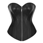 Bslingerie® Bayan Suni Deri Büstiyer Korse Korse Korse, Siyah, 5XL