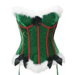 Bslingerie® Kadın Seksi Noel Kırmızı Kadife Büstiyer Korse, yeşil, L