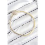 Bsre Pirinç Charm Zirkon Taşlı Kalpli Kadın Bileklik (Gold Renk)