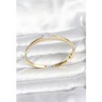 Bsre Pirinç Zirkon Taşlı Çivi Figürlü Kadın Kelepçe Bileklik (Gold Renk)