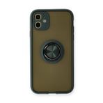 BSSM iPhone 11 Montreal Yüzüklü Silikon Kapak Yeşil Renkli Kılıf