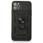 BSSM iPhone 11 Pro Max Pars Lens Yüzüklü Silikon Siyah Kılıf