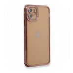 BSSM iPhone 12 Joke Taşlı Silikon Pembe Kılıf