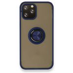 BSSM iPhone 12 Pro Max Montreal Yüzüklü Silikon Kapak Lacivert Siyah İnci Kılıf