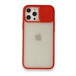 BSSM iPhone 12 Pro Max Palm Buzlu Kamera Sürgülü Silikon Kırmızı Kılıf