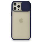 BSSM iPhone 12 Pro Max Palm Buzlu Kamera Sürgülü Silikon Lacivert Kılıf