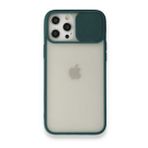 BSSM iPhone 12 Pro Max Palm Buzlu Kamera Sürgülü Silikon Yeşil Kılıf