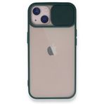 BSSM iPhone 13 Palm Buzlu Kamera Sürgülü Silikon Yeşil Kılıf