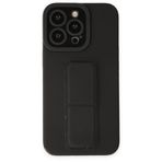 BSSM iPhone 13 Pro Max Mega Standlı Silikon Siyah Kılıf