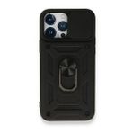 BSSM iPhone 13 Pro Max Pars Lens Yüzüklü Silikon Siyah Kılıf