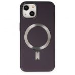 BSSM iPhone 14 Coco Deri Magneticsafe Silikon Derin Mor Kılıf