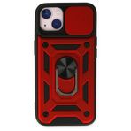 BSSM iPhone 14 Pars Lens Yüzüklü Silikon Kırmızı Kılıf