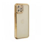 BSSM Joke Taşlı Silikon - Gold iPhone 12 Pro Kılıf