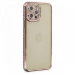 BSSM Joke Taşlı Silikon - Pembe iPhone 12 Pro Kılıf
