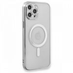 BSSM Magneticsafe Lazer Silikon - Gümüş iPhone 12 Pro Kılıf