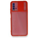 BSSM Palm Buzlu Kamera Sürgülü Silikon - Kırmızı Xiaomi Redmi 9T Kılıf
