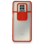 BSSM Palm Buzlu Kamera Sürgülü Silikon - Kırmızı Xiaomi Redmi Note 9 Pro Kılıf