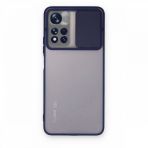 BSSM Palm Buzlu Kamera Sürgülü Silikon - Lacivert Xiaomi Redmi Note 11T Kılıf