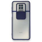 BSSM Palm Buzlu Kamera Sürgülü Silikon - Lacivert Xiaomi Redmi Note 9 Pro Kılıf