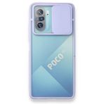BSSM Palm Buzlu Kamera Sürgülü Silikon - Lila Xiaomi Poco F3 Kılıf