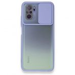 BSSM Palm Buzlu Kamera Sürgülü Silikon - Lila Xiaomi Redmi Note 10 Kılıf