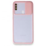 BSSM Palm Buzlu Kamera Sürgülü Silikon - Pembe Samsung Galaxy A11 Kılıf