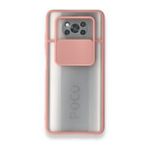 BSSM Palm Buzlu Kamera Sürgülü Silikon - Pembe Xiaomi Pocophone X3 Kılıf