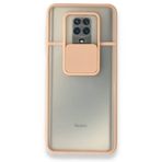 BSSM Palm Buzlu Kamera Sürgülü Silikon - Pembe Xiaomi Redmi Note 9 Pro Kılıf